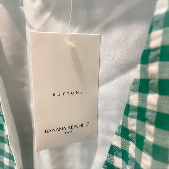 Banana Republic Green and White Gingham Midi Dress - Picture 7 of 9
